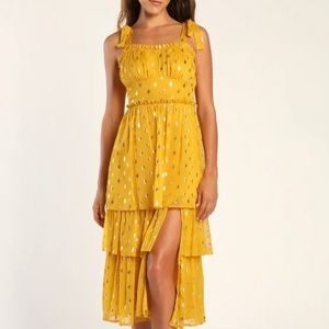 NWT Lulus yellow polka dot tie strap